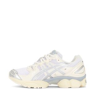 Asics gel nimbus 9 in pure white and silver